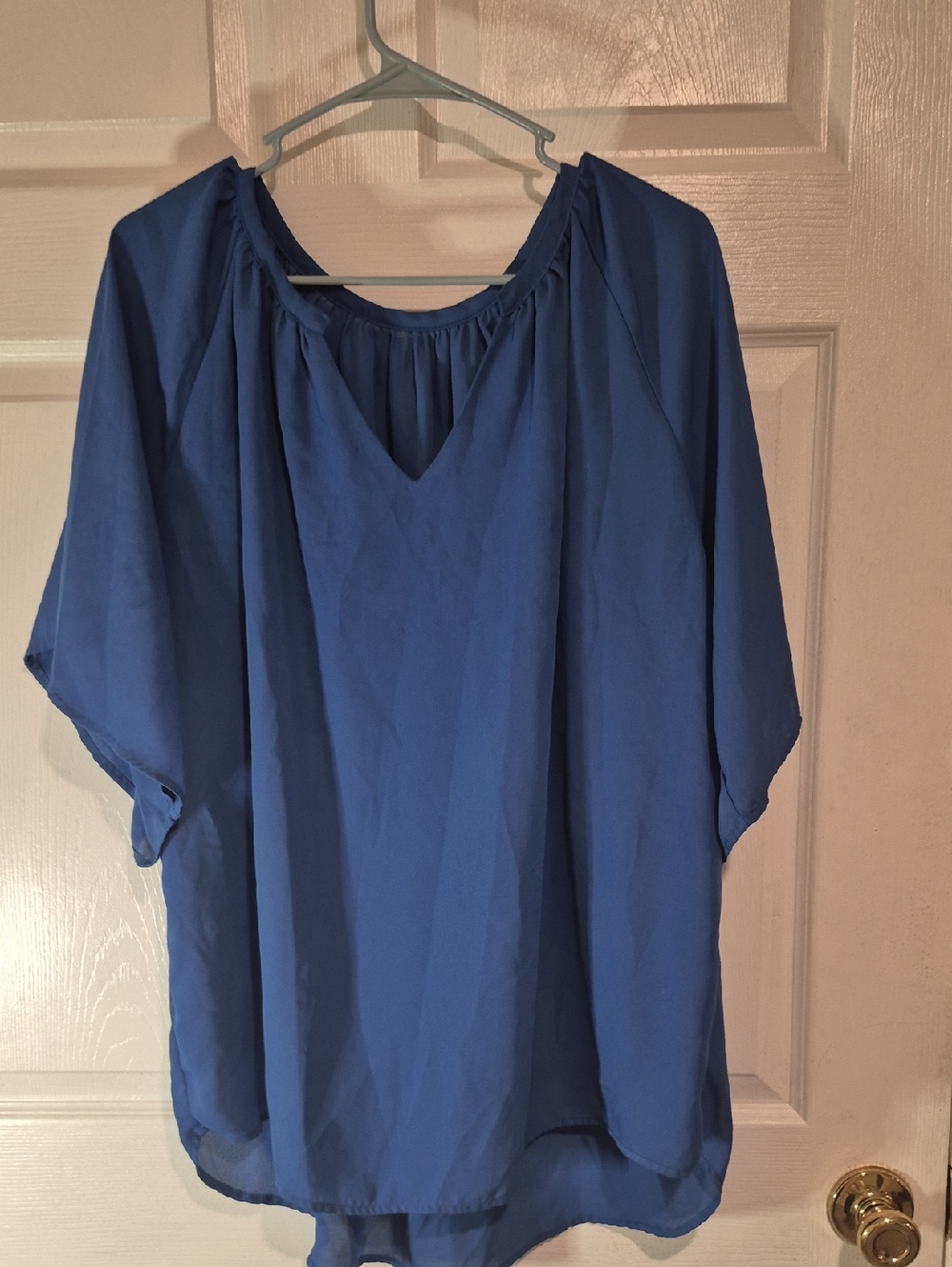 Blue Women's Peasant Blouse - Lightweight Flowing Top